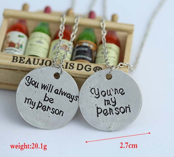 Quote Friendship Grey Anatomy Letter Necklace